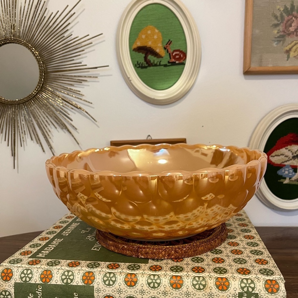 Fire King Bubble salad or fruits bowl color peach lustreware